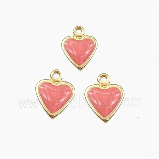 Copper Heart Pendant Pink Enamel Gold Plated