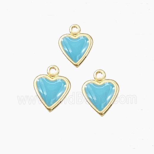 Copper Heart Pendant Blue Enamel Gold Plated