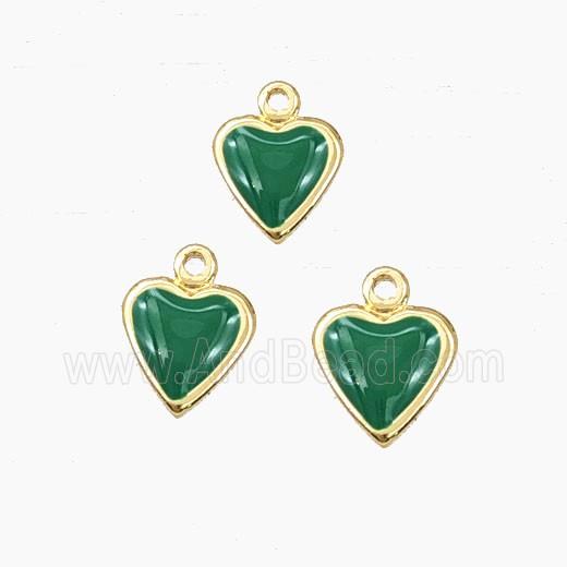Copper Heart Pendant Green Enamel Gold Plated