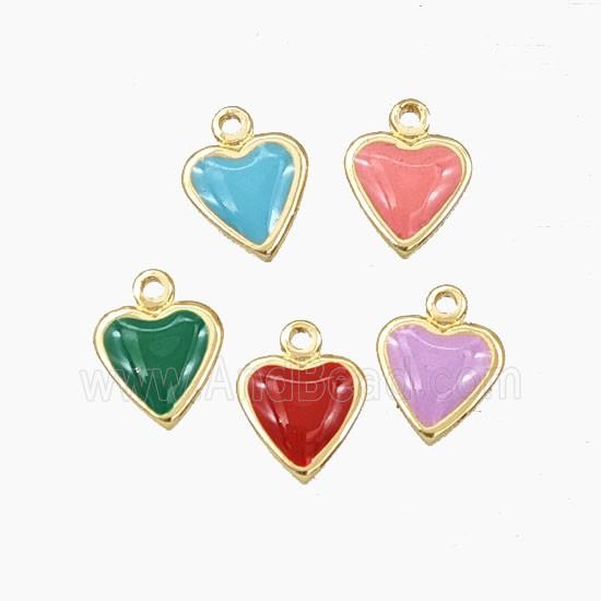 Copper Heart Pendant Enamel Gold Plated Mixed
