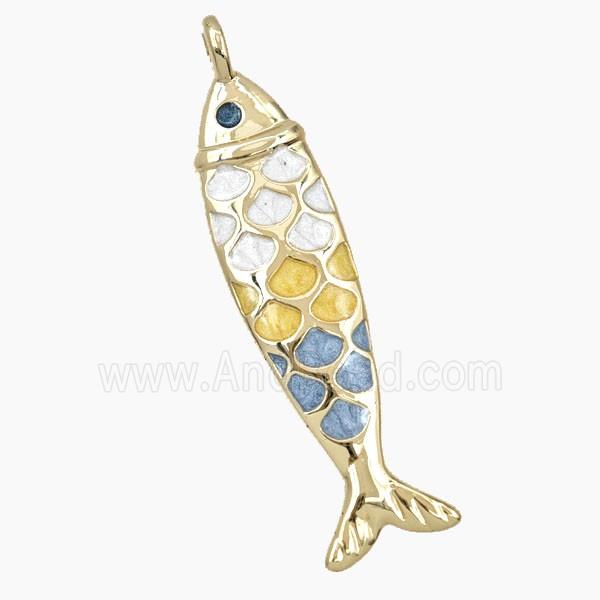 Copper Fish Pendant Enamel Gold Plated