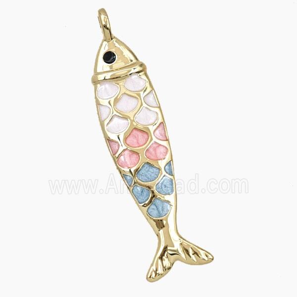 Copper Fish Pendant Enamel Gold Plated