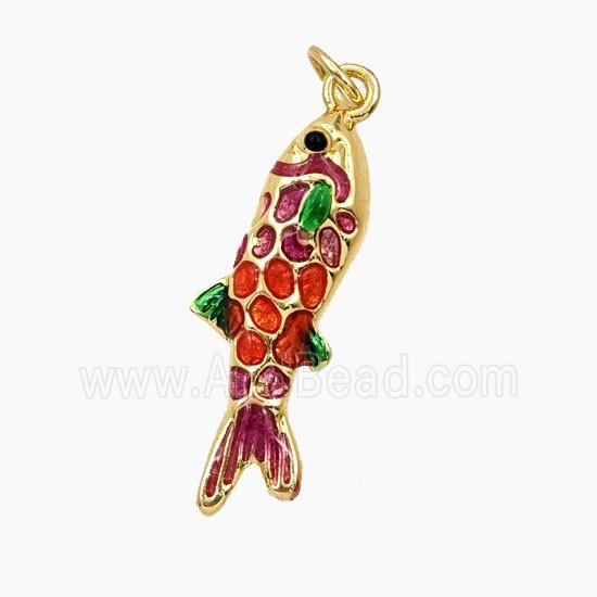 Copper Fish Pendant Enamel Gold Plated