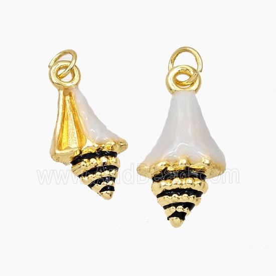 Copper Conch Shell Pendant Enamel Gold Plated