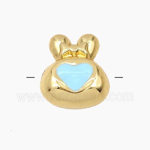 Copper Rabbit Beads Enamel Heart Gold Plated