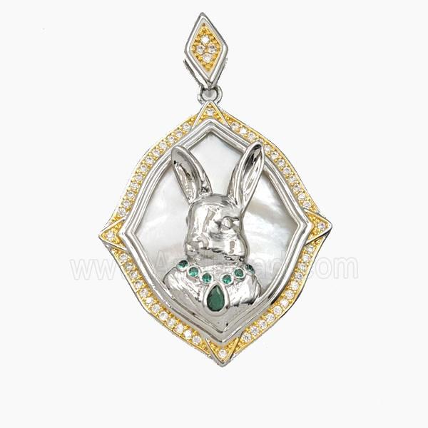 Copper Rabbit Pendant Pave Zirconia Platinum Gold Plated