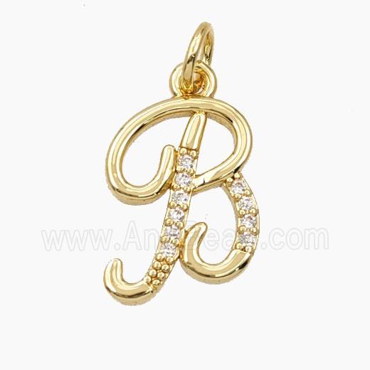 Copper Letter-B Pendant Pave Zirconia Gold Plated