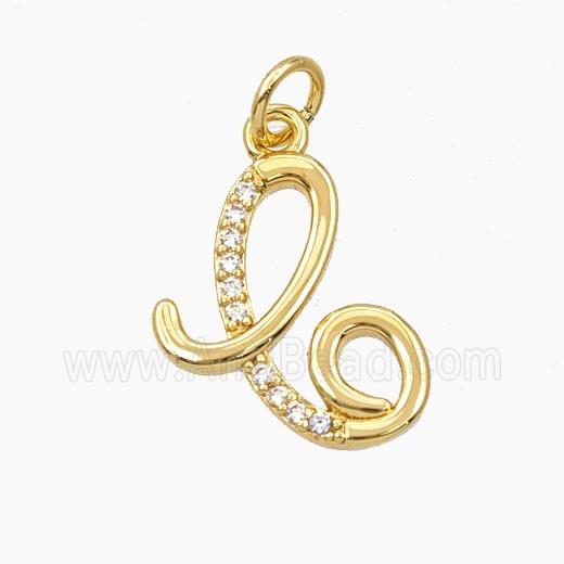 Copper Letter-C Pendant Pave Zirconia Gold Plated