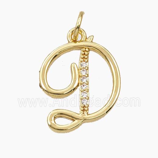 Copper Letter-D Pendant Pave Zirconia Gold Plated