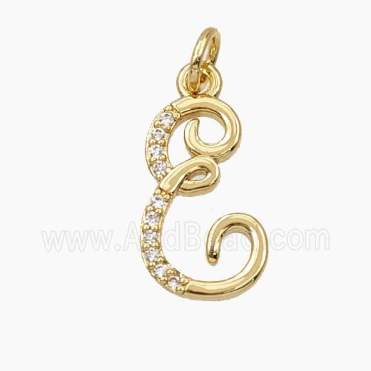 Copper Letter-E Pendant Pave Zirconia Gold Plated