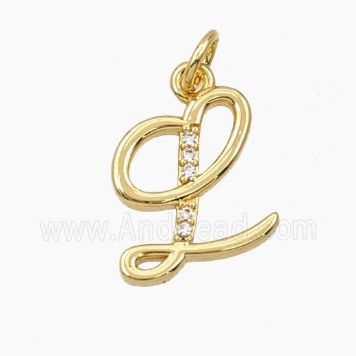 Copper Letter-L Pendant Pave Zirconia Gold Plated