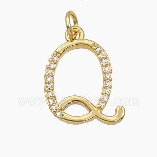 Copper Letter-Q Pendant Pave Zirconia Gold Plated