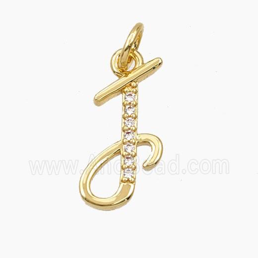Copper Letter-T Pendant Pave Zirconia Gold Plated