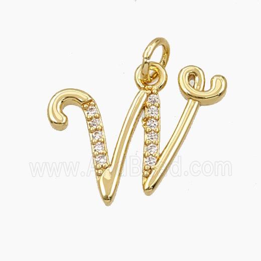 Copper Letter-W Pendant Pave Zirconia Gold Plated