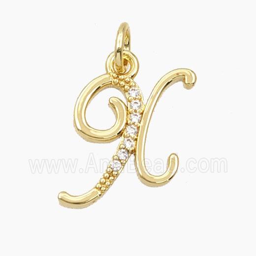 Copper Letter-X Pendant Pave Zirconia Gold Plated