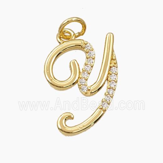 Copper Letter-Y Pendant Pave Zirconia Gold Plated
