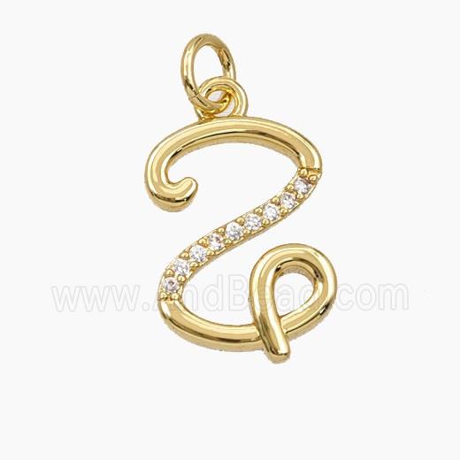 Copper Letter-Z Pendant Pave Zirconia Gold Plated