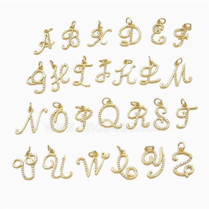 Copper Alphabet Pendant Pave Zirconia Mixed Letters