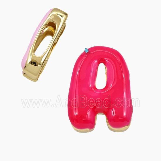 Copper Letter-A Beads Enamel Flat Hole Gold Plated