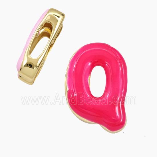 Copper Letter-Q Beads Enamel Flat Hole Gold Plated