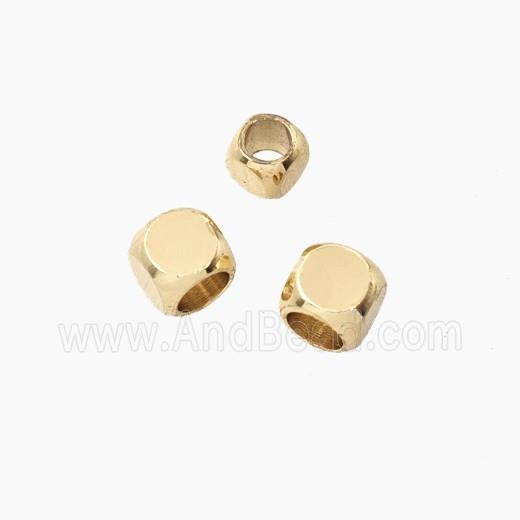Copper Cube Beads Gold Plated