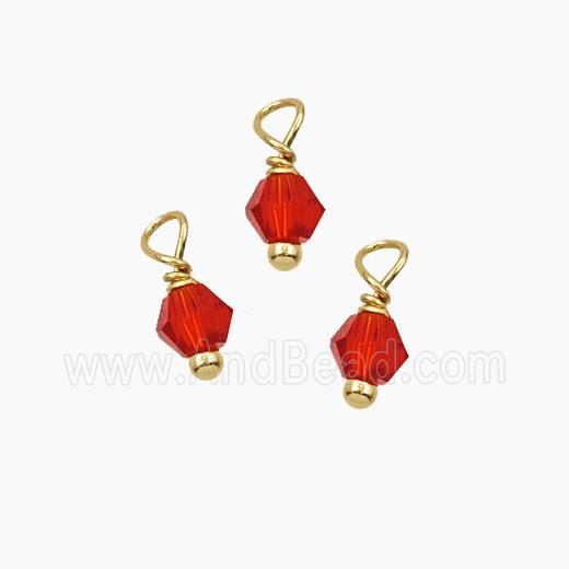 Red Crystal Glass Bicone Pendant