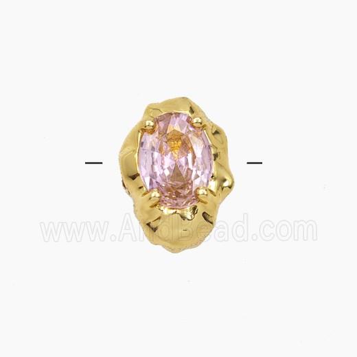 Pink Cubic Zirconia Oval Beads