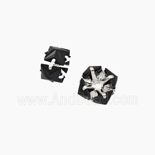 Black Cubic Zirconia Rondelle Beads