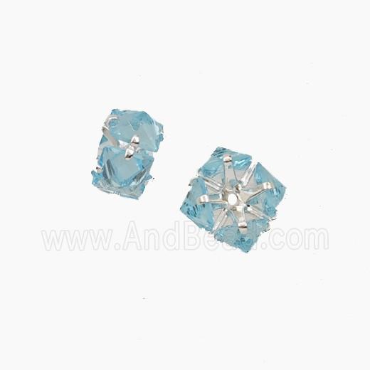 Aqua Cubic Zirconia Rondelle Beads