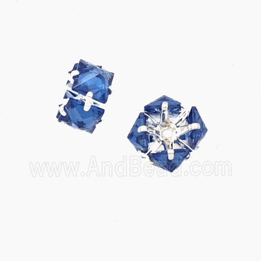 Blue Cubic Zirconia Rondelle Beads