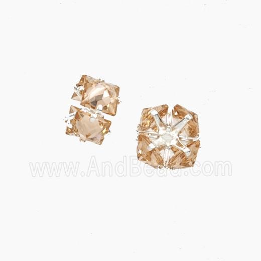 Champagne Cubic Zirconia Rondelle Beads