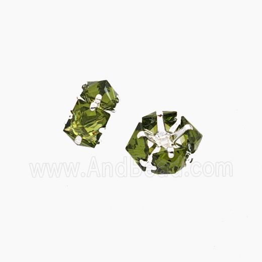 Olive Cubic Zirconia Rondelle Beads