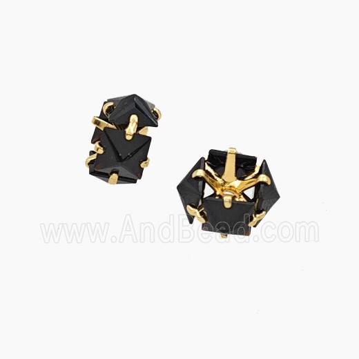 Black Cubic Zirconia Rondelle Beads