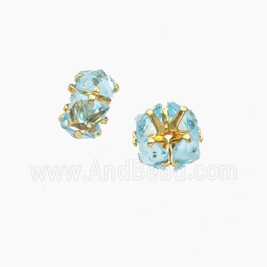 Aqua Cubic Zirconia Rondelle Beads