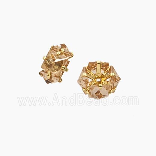 Champagne Cubic Zirconia Rondelle Beads