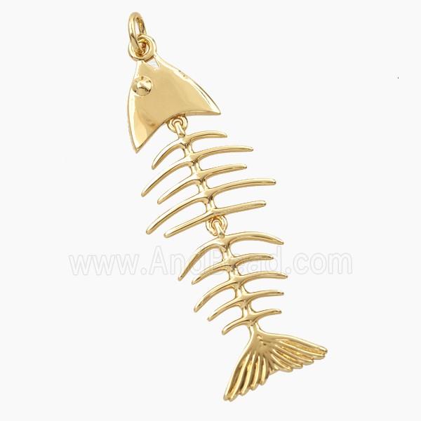 Copper Fishbone Pendant Gold Plated