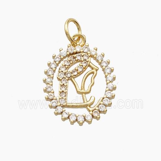 Copper Virgen Maria Pendant Pave Zirconia Gold Plated