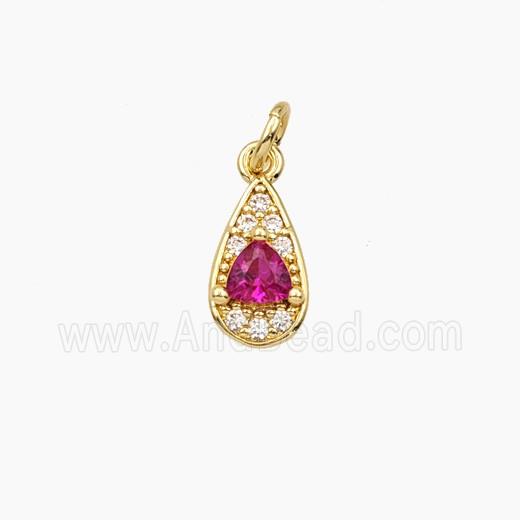 Copper Teardrop Pendant Micropave Zirconia Gold Plated