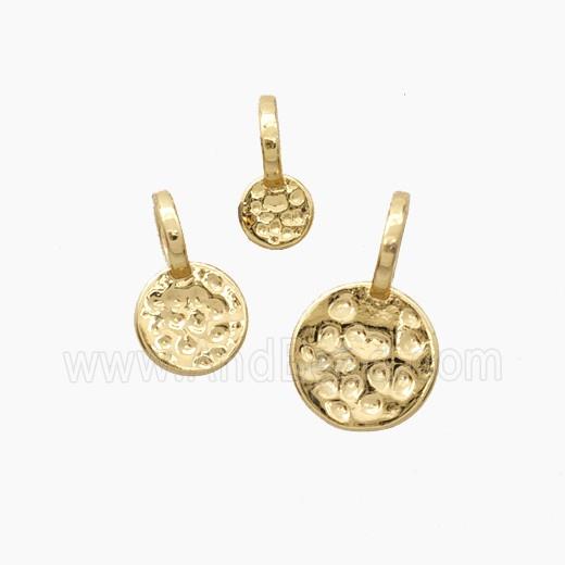 Copper Coin Pendant Hammered Gold Plated