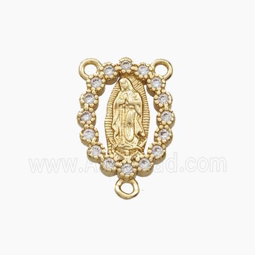 Copper Jesus Connector Pave Zirconia Gold Plated