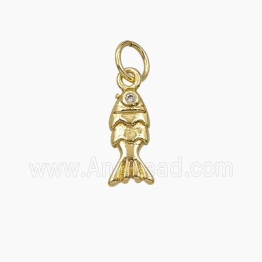 Copper Fish Pendant Pave Zirconia Gold Plated