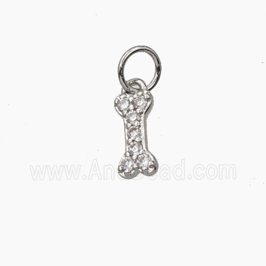 Copper Dogbone Pendant Pave Zirconia Platinum Plated