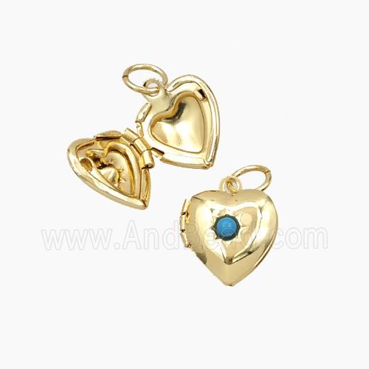 Copper Heart Locket Pendant Pave Resin Gold Plated