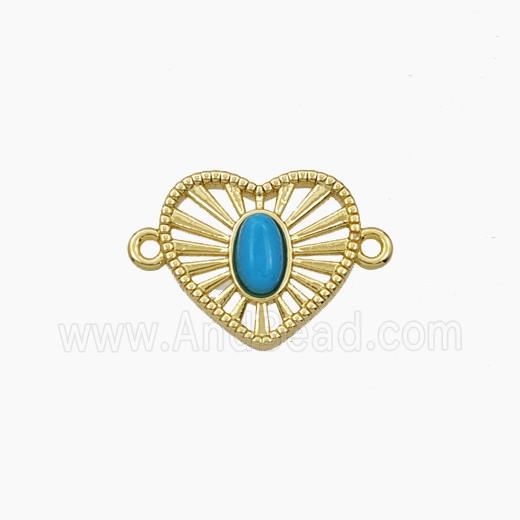 Copper Heart Connector Pave Resin Gold Plated