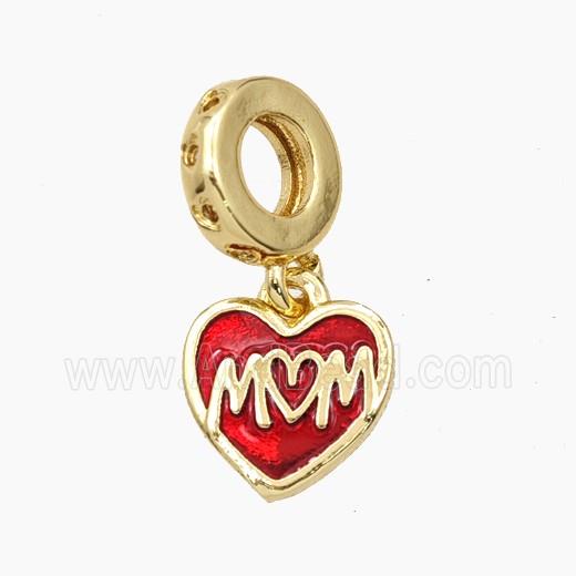 Copper Heart Pendant MOM Enamel Gold Plated