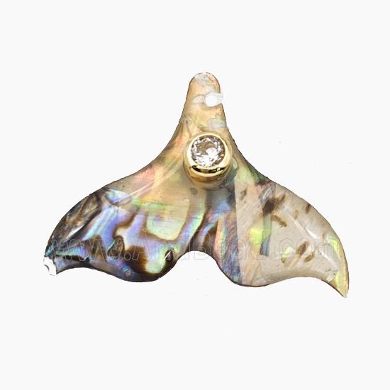 Abalone Shell Mermaid-Tail Pendant Pave Zirconia