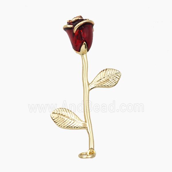 Copper Rose Flower Pendant Enamel Gold Plated