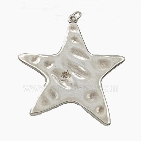Copper Star Pendant Hammerd Platinum Plated