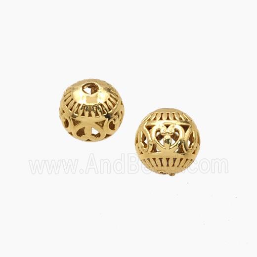 Copper Round Beads Hollow Gold Plated