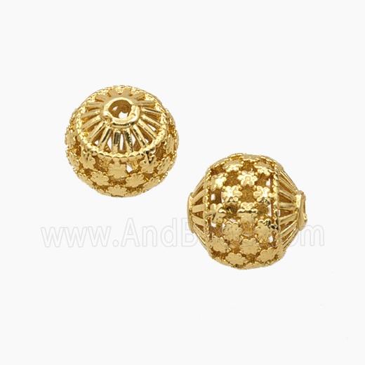 Copper Round Beads Hollow Gold Plated